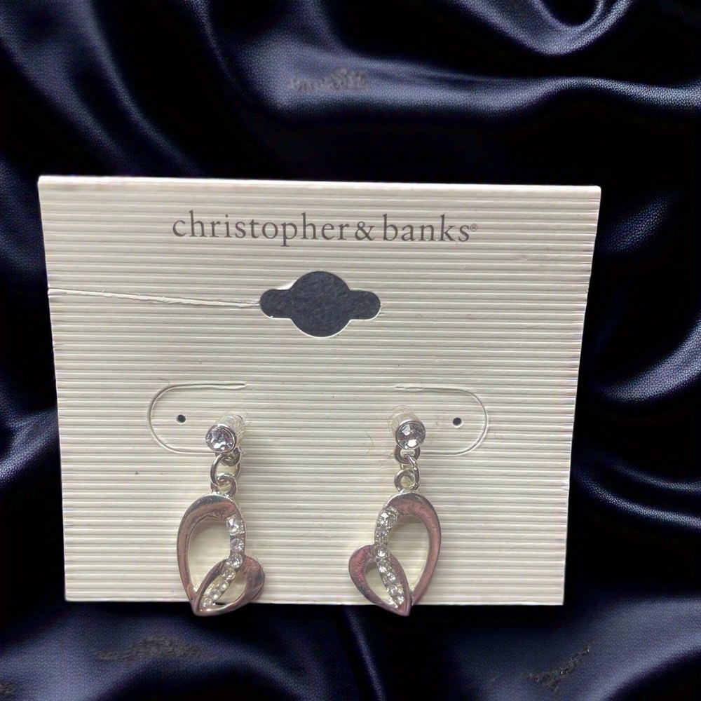 Christopher & Banks Silver and Gold Heart Earrings